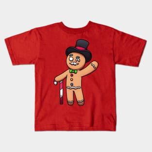 Gingerbread Man With Mustache And Top Hat Kids T-Shirt